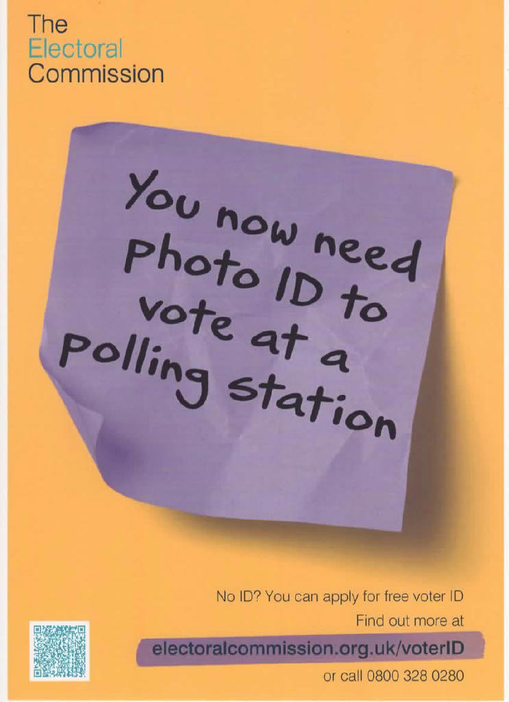 you will need photo id to vote in person.